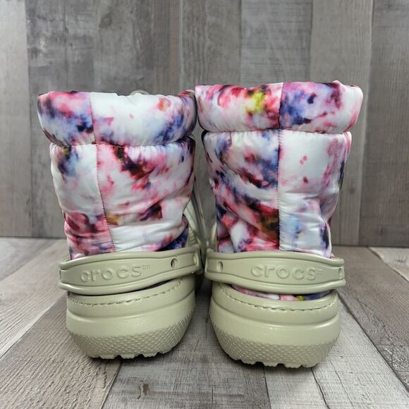 Crocs Classic Lined Neo Puff Tie Dye Boot Pull On Women's Size 6 Bone Beige Pink - Picture 10 of 13